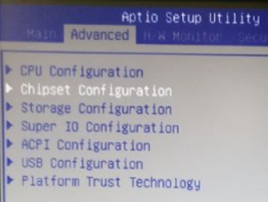 Enabling auto power on for the CL100. BIOS Screen 1